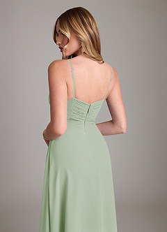 Azazie Terese Bridesmaid Dresses Dusty Sage A-Line Pleated Chiffon Dress image7