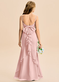 Azazie Lioren Junior Powder Pink Mermaid Bow Chiffon Dress image5