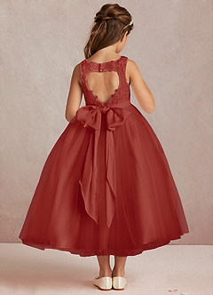 Azazie Calla Robe Demoiselle D'honneur Fillette Robe Princesse en Tulle Dentelle Terracotta image3