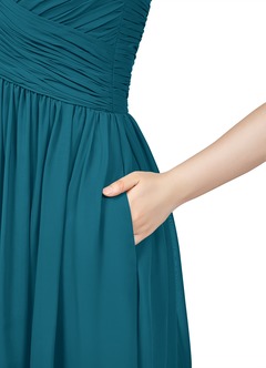 Azazie Angie Jurken voor bruidsmeisjes Jurk van Chiffon met A-Lijn Korset Inkt Blauw image10