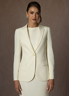 front Charlotte Marfim Conjunto de paletó e vestido em tecido refinado