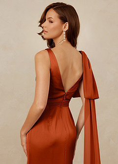 Christian Siriano Bridal for Azazie 1011 Bridesmaid Dresses Paprika Mermaid Bow Stretch Satin Dress image4
