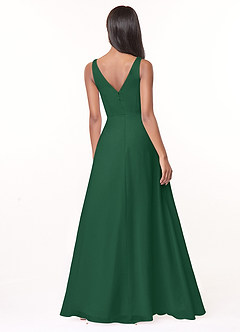 Azazie Nala Bridesmaid Dresses Dark Green A-Line Pleated Chiffon Dress image2