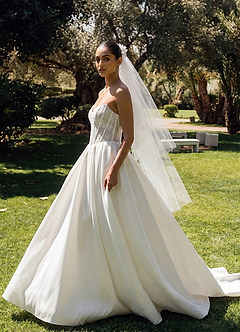 front Double Layer Lace Applique Tulle Waltz Veil