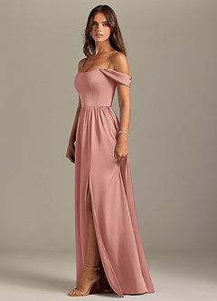 Azazie Calianna Bridesmaid Dresses Rosette A-Line Off the Shoulder Stretch Satin Convertible Dress image6