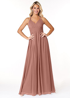 Azazie Ashia Final Sale Cedar Rose A-Line Pleated Chiffon Dress image1