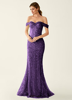 Caterina Prune Robe de bal à perles et paillettes, dos lacé image3