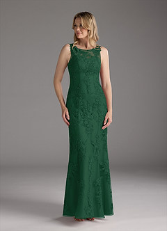 Azazie Whilhelmina Kleider für die Brautmutter Meerjungfrau-Linie Spitze Chiffon Kleid Dunkelgrün image5