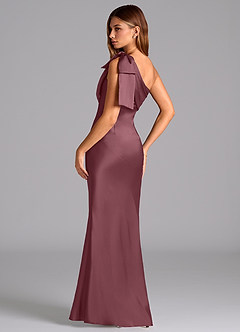 Azazie Yuanna Bridesmaid Dresses Desert Rose Mermaid One Shoulder Stretch Satin Dress image6