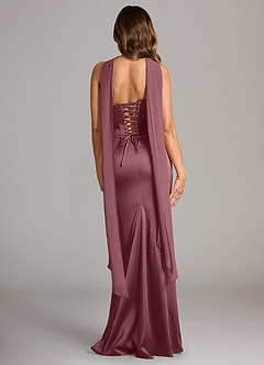 Azazie Sorrel Robes de demoiselle d'honneur Robe Sirène Convertible en Satin extensible Bustier Rose Du Désert image2