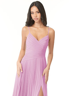 Azazie Vini Bridesmaid Dresses Candy Pink A-Line V-Neck Pleated Chiffon Dress image6