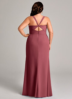Azazie Mero Bridesmaid Dresses Merlot Sheath Pleated Chiffon Dress image10