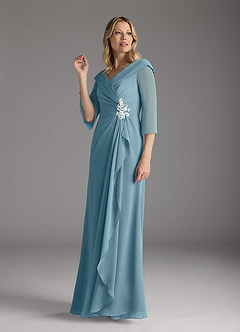 Azazie Jaycee Mother of the Bride Dresses Moody Blue A-Line Chiffon Dress image4