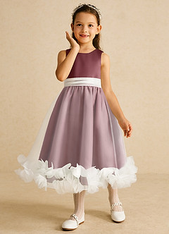 Azazie Stardust Blumenmädchenkleider A-Linie ärmellos Organza Kleid Wüstenrose image5