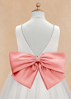 Azazie Seline Flower Girl Dresses Ivory Coral A-Line Bow Tulle Dress image9