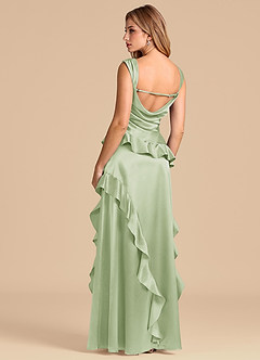 Azazie Sloane 신부 들러리 드레스 A라인 스윗하트 네크라인 메탈릭 새틴 바닥 길이 드레스 image2