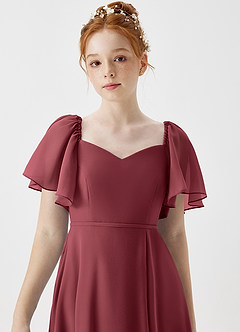Azazie Chloe Junior Merlot A-Line Sweetheart Neckline Chiffon Dress image6