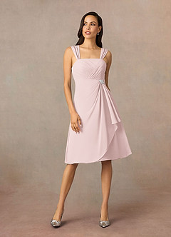 Azazie Olivia Mother of the Bride Dresses Blushing Pink A-Line Square Neckline Pleated Chiffon Dress image3