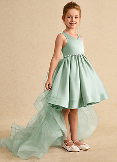 Azazie Julietta Flower Girl Dresses Agave Ball-Gown Convertible Tulle Dress image3
