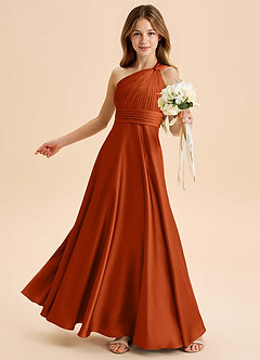 Azazie Charlize Junior Klä av A-Line i Stretch Satin Plisserad image4