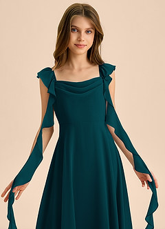 Azazie Carmin Junior Pine A-Line Ruched Chiffon Dress image7