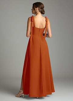 Azazie Debra Bridesmaid Dresses Paprika A-Line with Pockets Chiffon Convertible Dress image10