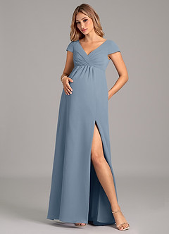 Azazie Allessia Maternity Bridesmaid Dresses A-Line Pleated Chiffon Floor-Length Dress image1