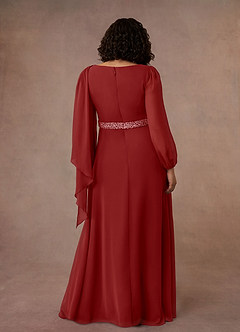 Azazie Priyanka Mother of the Bride Dresses Rust A-Line Boatneck Pleated Chiffon Dress image8