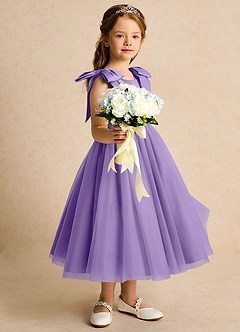 Azazie Serene Abiti da Ragazza di Fiori Abito Principessa in Raso Opaco Fiocco Tahiti image5