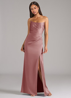 Azazie Marla Bridesmaid Dresses Dusty Rose Sheath Strapless Stretch Satin Convertible Dress image4