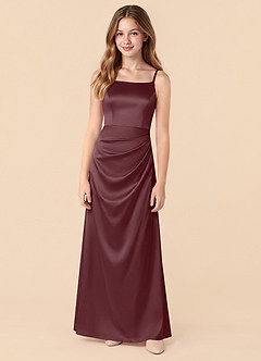 Azazie Renna Junior Vestido de Sangrado de Satén Elástico de Corte en A con Plisado image5