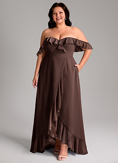 Azazie Lyra Bridesmaid Dresses Ganache A-Line Chiffon Convertible Dress image11