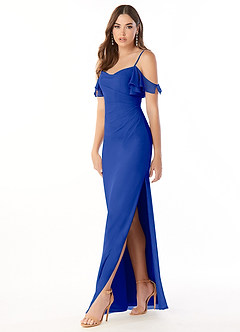 Azazie Emeralda Vestidos de damas de honor Vestido de Azul Real de Gasa de Recto con Vestidos sin tirantes image1