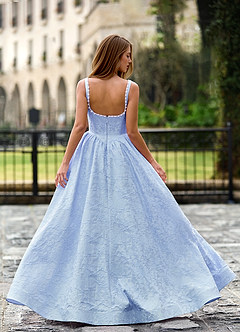 Thyme Bleu Ciel Robe de bal trapèze à fleurs 3D image2