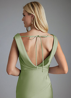 Azazie Adelyn Final Sale Dusty Sage Mermaid Pleated Stretch Satin Dress image2