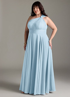 Azazie Charlize Bridesmaid Dresses Sky Blue A-Line One Shoulder Chiffon Dress image11