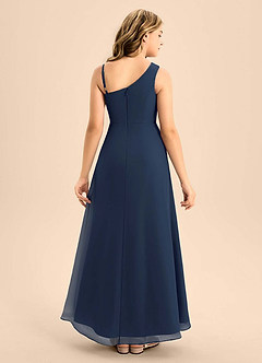 Azazie Brooke Junior Dark Navy A-Line Side Slit Chiffon Dress image2