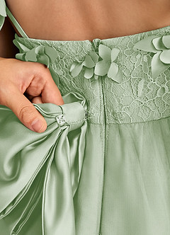 Azazie Tweety Flower Girl Dresses Dusty Sage A-Line Lace Tulle Dress image8