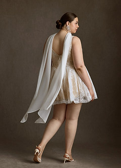 Azazie Dawn Wedding Dresses Diamond White Nude A-Line Lace Dress image9