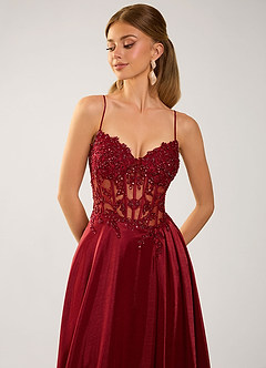 Isoldemark Burgundy Beading Sequin Embroidery Satin Prom Dress image6