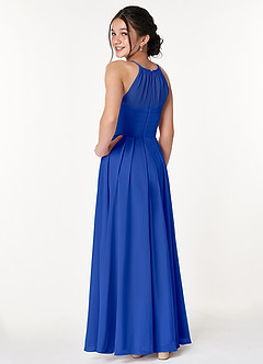 Azazie Ginger Junior Royal Blue A-Line Pleated Chiffon Dress image2