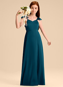 Azazie Everett Junior Klä av A-Line i Stretch Satin Rosett image5