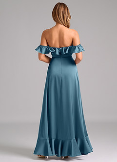 Azazie Lyra Bridesmaid Dresses Bermuda A-Line Off the Shoulder Stretch Satin Convertible Dress image6