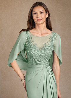 Azazie Hera Mother of the Bride Dresses Agave A-Line Lace Stretch Satin Dress image5