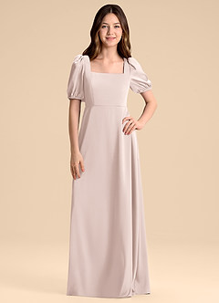 Azazie Briar Junior Blushing Pink A-Line Bow Stretch Satin Dress image3