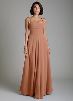 Azazie Azaria Abiti da Damigella Abito A-Line in Chiffon Corsetto Bronzo image1