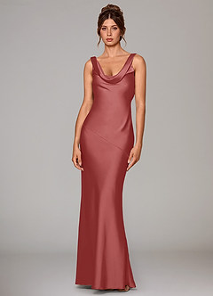 Azazie Rylina Robes de demoiselle d'honneur Robe Sirène en Satin extensible Antique Rose image1