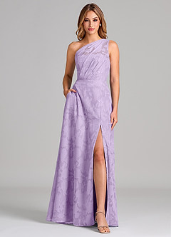 Azazie Phaedra Brautjungfernkleider A-Linie One-Shoulder Blumen-Burnout Kleid Flieder image1