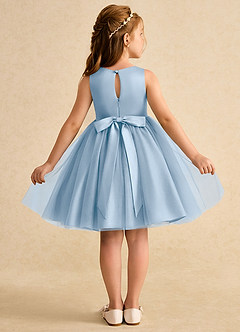 Azazie Prima Flower Girl Dresses Powder Blue A-Line Bow Tulle Dress image2