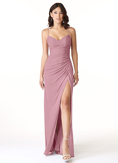 Azazie Reneya Bridesmaid Dresses Vintage Mauve Mermaid Bow Mesh Dress image1